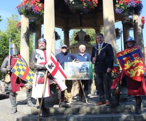 Sean Hynes. Battlefields Trust and 3 Swords with display board